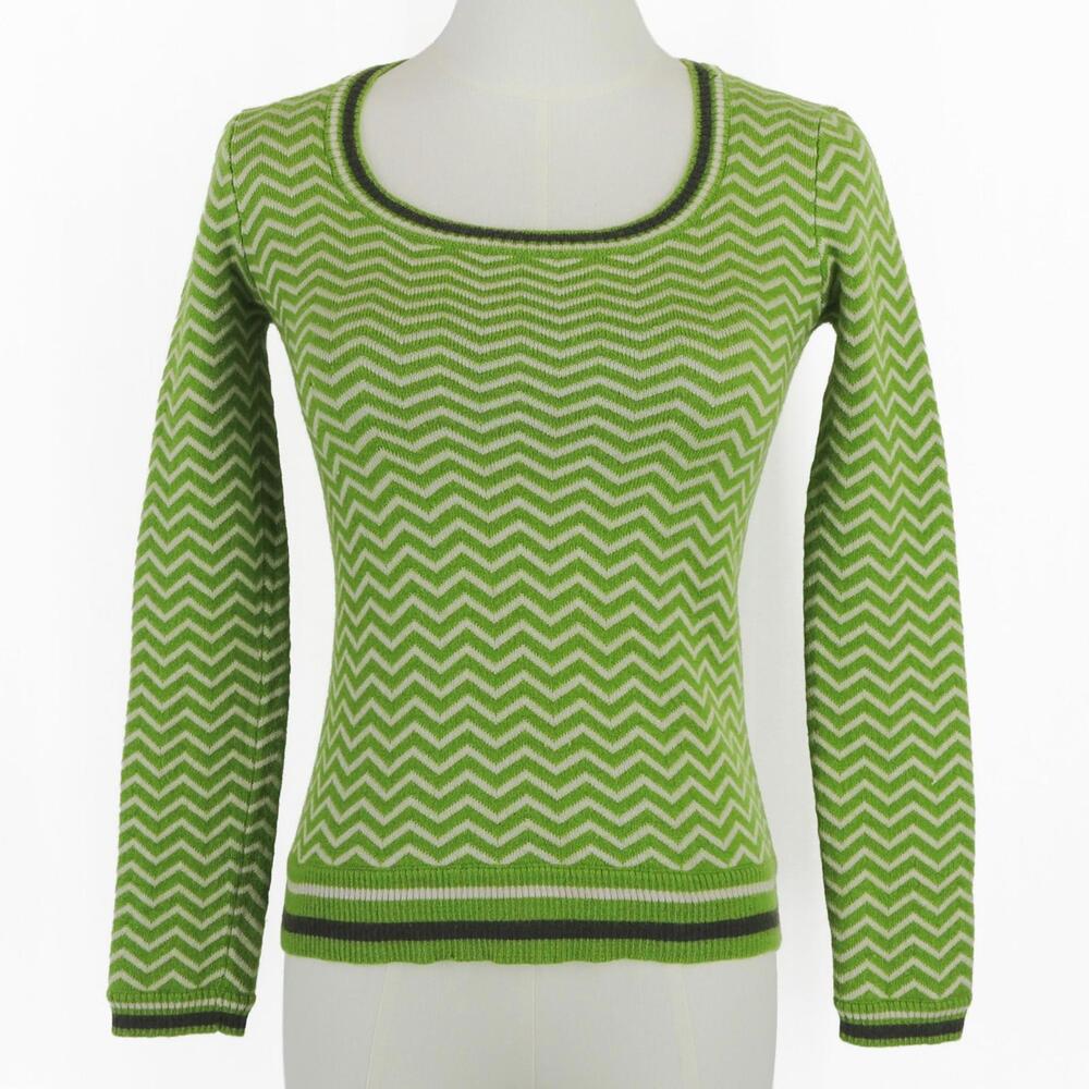 Vintage Patagonia W's Marjorie Scoop Neck Sweater Women's S Green-Ivory Chevron